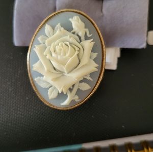 Vintage Avon Rose Cameo Brooch and Earrings Set from the Mid 70's